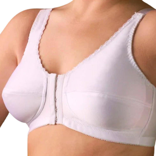 Nearly Me #650 Front Closure Mastectomy White Bra