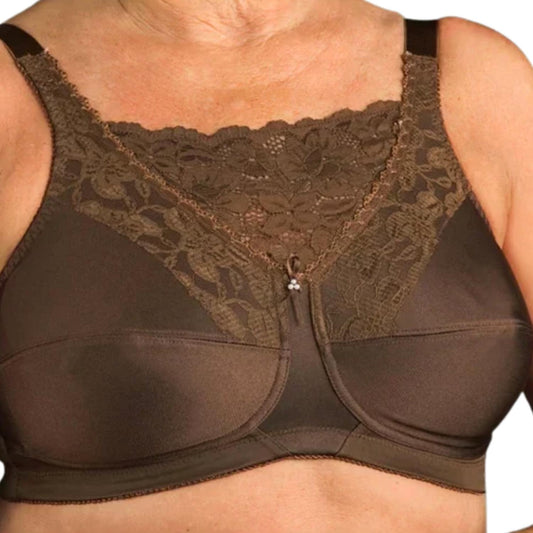 Nearly Me #660 Lace Cami Mastectomy Dark Coffee Brown Bra
