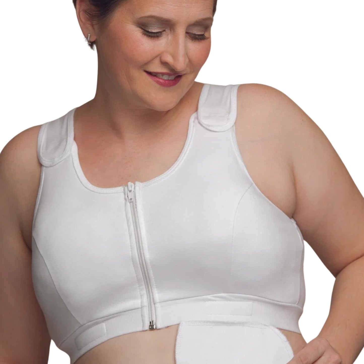 Nearly Me Post-Surgical Light Compression Post-Op White Bra #510