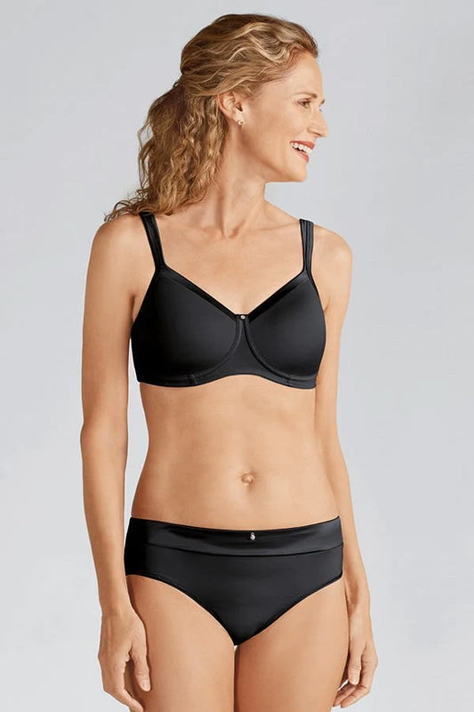 Amoena Lara Satin Wire-Free Black Mastectomy Bra | #44212