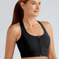 Gloria Bra Medium Support Sports Zipper Bra - Black | #44070